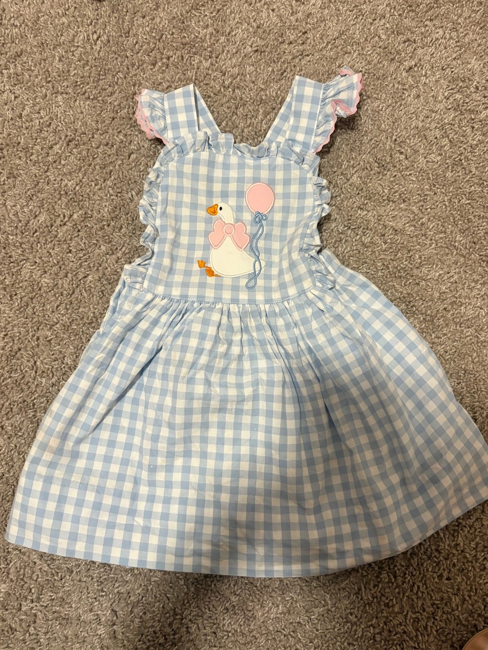 Smocked Flamingo Birthday Goose Dress